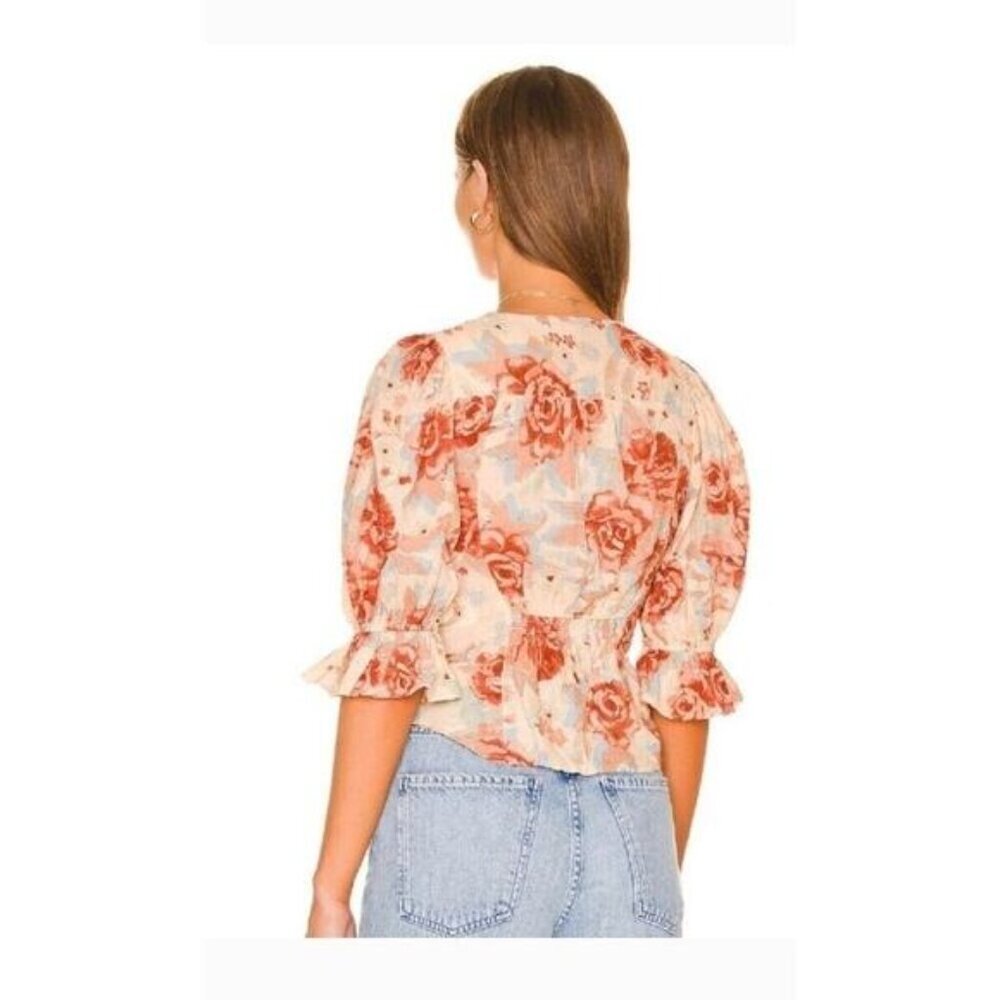 Free People I Found You Puff Sleeve Button Front Floral-Printed Top Size Small - Picture 13 of 13